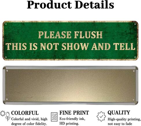 KIOZIY Funny Bathroom Signs, Please Flush This Is Not Show and Tell Tin Sign, Farmhouse Bathroom Decor, Bathroom Decor Wall Art, Funny Bathroom Humor, Bathroom Accessories, Rustic Home Decor, 4" x 16" in Saudi Arabia