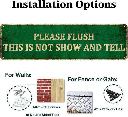 KIOZIY Funny Bathroom Signs, Please Flush This Is Not Show and Tell Tin Sign, Farmhouse Bathroom Decor, Bathroom Decor Wall Art, Funny Bathroom Humor, Bathroom Accessories, Rustic Home Decor, 4" x 16" in Saudi Arabia