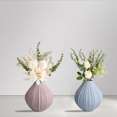 Mini Vase for Bedroom Living Room Home Flower Arrangement Mini Ceramic Vase Decorative Ornament (2 Pieces) (Pink + Beige) in Saudi Arabia