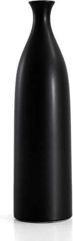 13 Inch Black Ceramic Vase Decor Flower Vases Simple Modern Matte Vase for Home Decor, Fireplace Living Room Bedroom Dining Table Decor in Saudi Arabia