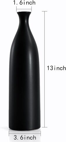 13 Inch Black Ceramic Vase Decor Flower Vases Simple Modern Matte Vase for Home Decor, Fireplace Living Room Bedroom Dining Table Decor in Saudi Arabia