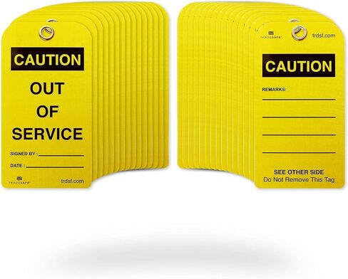 TRADESAFE Spanish Out of Service Tags, Fuera de Servicio - 30 Yellow Caution Sign with 30 Cable Ties, Durable 32 mil Vinyl, Caution Tags for Equipment Repair or Service, Accident Prevention in Saudi Arabia