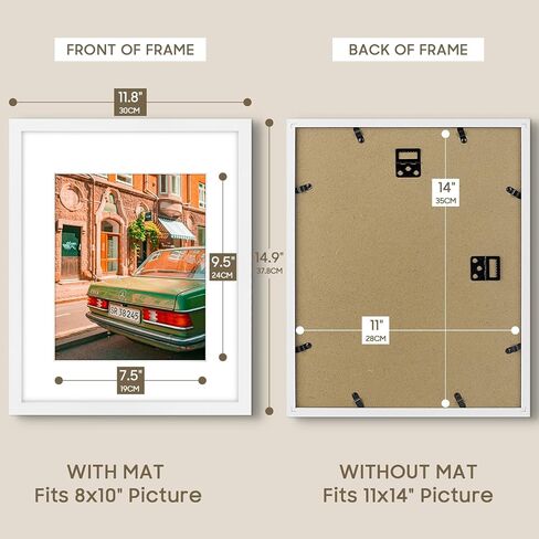 Golden State Art, 11x14 Picture Frame - for 8x10 Picture Frame with Mat or 11x14 Frame Without Mat - Great for Photos, Portraits, Family Collages, Horizontally or Vertically Wall Hang Decor, Set of 4 in Saudi Arabia