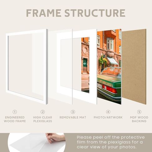Golden State Art, 11x14 Picture Frame - for 8x10 Picture Frame with Mat or 11x14 Frame Without Mat - Great for Photos, Portraits, Family Collages, Horizontally or Vertically Wall Hang Decor, Set of 4 in Saudi Arabia
