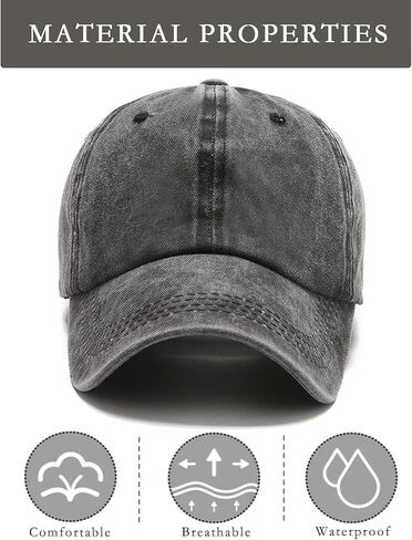 2PCS Vintage Washed Baseball Caps Fashionable Black and Denim Navy Unisex, Large, Grey in Saudi Arabia