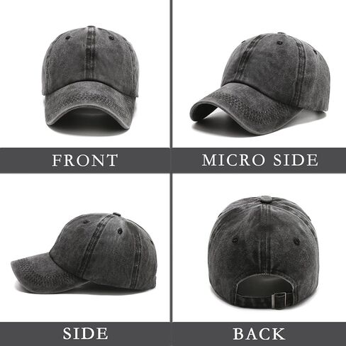 2PCS Vintage Washed Baseball Caps Fashionable Black and Denim Navy Unisex, Large, Grey in Saudi Arabia