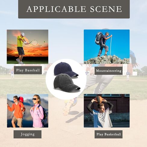 2PCS Vintage Washed Baseball Caps Fashionable Black and Denim Navy Unisex, Large, Grey in Saudi Arabia