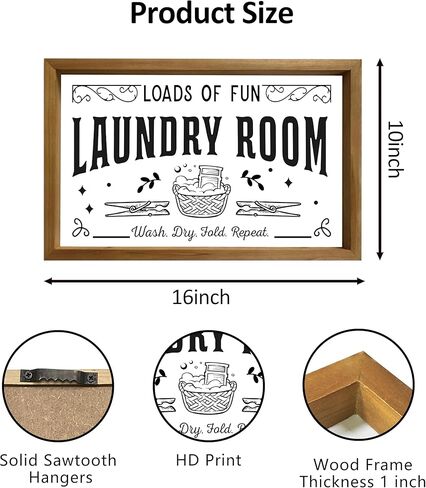 علامة ديكور جدار غرفة الغسيل لديكور المنزل، ديكور جدار غسيل خشبي لطيف ريفي يحمل الكثير من المرح، علامة تكرار الغسيل الجاف في المزرعة العتيقة، ديكور وإكسسوارات غرفة الغسيل، 16 × 10 بوصة in Kuwait