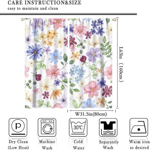 Floral Curtains, Retro Colored Birds Wild Flowers Herbs Nature Theme Pattern, Bedroom Living Room Blackout Curtains 2 Panel Set,42X45 Inch in Saudi Arabia
