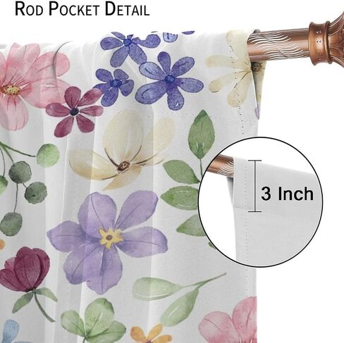 Floral Curtains, Retro Colored Birds Wild Flowers Herbs Nature Theme Pattern, Bedroom Living Room Blackout Curtains 2 Panel Set,42X45 Inch in Saudi Arabia