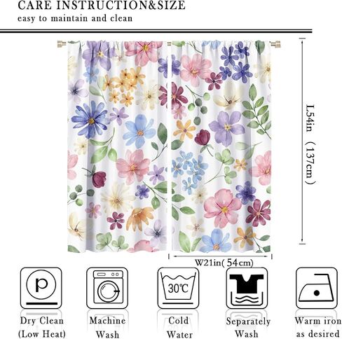 Floral Curtains, Retro Colored Birds Wild Flowers Herbs Nature Theme Pattern, Bedroom Living Room Blackout Curtains 2 Panel Set,42X45 Inch in Saudi Arabia