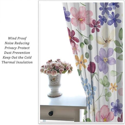 Floral Curtains, Retro Colored Birds Wild Flowers Herbs Nature Theme Pattern, Bedroom Living Room Blackout Curtains 2 Panel Set,42X45 Inch in Saudi Arabia