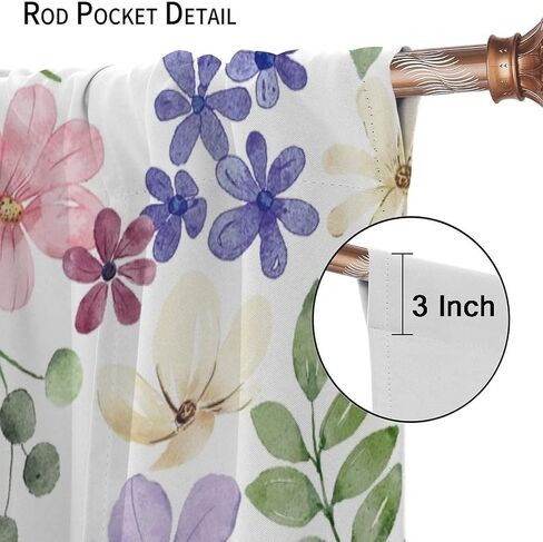 Floral Curtains, Retro Colored Birds Wild Flowers Herbs Nature Theme Pattern, Bedroom Living Room Blackout Curtains 2 Panel Set,42X45 Inch in Saudi Arabia