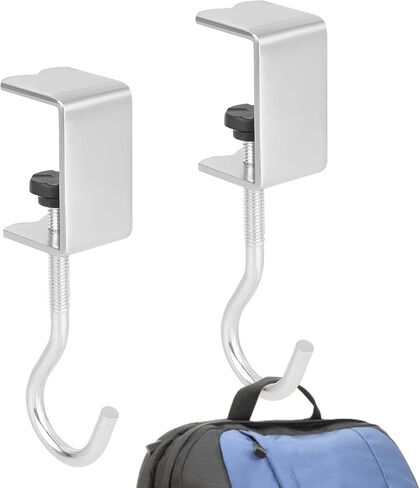 2 Packs Desk Mount Bag Hook Holder Hook Desk Hook, Clamp On Desk Shelf Backpack Hanger Headphone Stand Hanger Holder Under Desk Clamp Hook Mount in Saudi Arabia