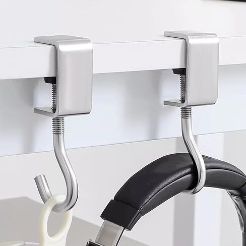 2 Packs Desk Mount Bag Hook Holder Hook Desk Hook, Clamp On Desk Shelf Backpack Hanger Headphone Stand Hanger Holder Under Desk Clamp Hook Mount in Saudi Arabia