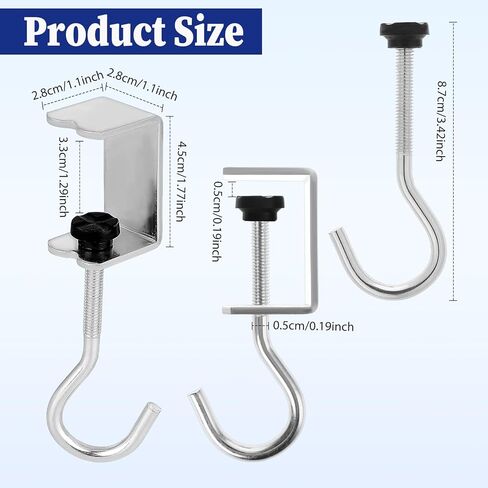 2 Packs Desk Mount Bag Hook Holder Hook Desk Hook, Clamp On Desk Shelf Backpack Hanger Headphone Stand Hanger Holder Under Desk Clamp Hook Mount in Saudi Arabia