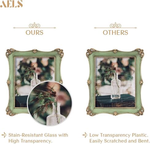 إطار صورة عتيق مقاس 8 × 10 بوصة من AELS، إطارات صور عتيقة أنيقة مع واجهة زجاجية، عرض للصور، تعليق على الحائط على سطح الطاولة، أفكار للهدايا in Kuwait