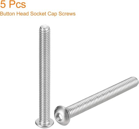 uxcell 1/4-20x4" Button Head Socket Cap Screws, 10pcs 304 Stainless Steel Fasteners Hex Bolts Screws, Full Thread Hex Drive Screws in Saudi Arabia