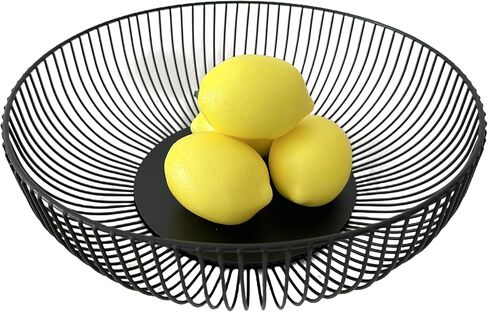 سلك معدني كونترتوب حامل سلة الفاكهة للمطبخ | حامل ديكور للمنزل الحديث باللون الأسود - 11 بوصة (دائري C) in Kuwait