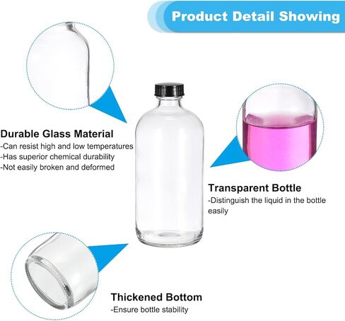 PATIKIL 8oz(240ml) Glass Sample Bottles, 4Pcs Round Bottle Dispensing Bottles with White Poly Cone Cap for Reagent Liquids, Essential Oils, Perfume, Amber in Saudi Arabia
