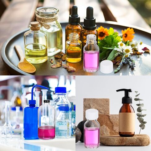 PATIKIL 8oz(240ml) Glass Sample Bottles, 4Pcs Round Bottle Dispensing Bottles with White Poly Cone Cap for Reagent Liquids, Essential Oils, Perfume, Amber in Saudi Arabia