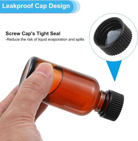 PATIKIL 8oz(240ml) Glass Sample Bottles, 4Pcs Round Bottle Dispensing Bottles with White Poly Cone Cap for Reagent Liquids, Essential Oils, Perfume, Amber in Saudi Arabia