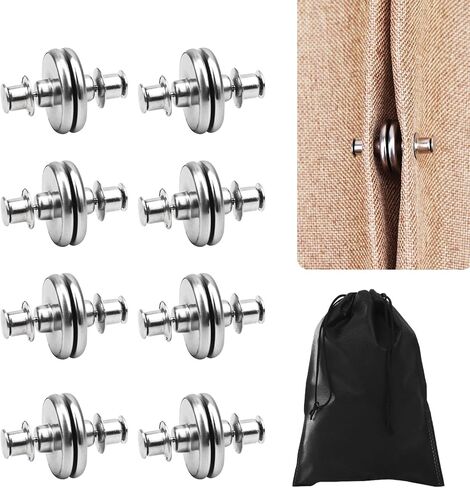 Magnetic Curtain Clips, 0.78 Inches Super Strong Curtain Magnets with Velcro, Suitable for Indoor and Outdoor Curtains, Preventing Light Leakage, Convenient Storage (8 Pairs) in Saudi Arabia