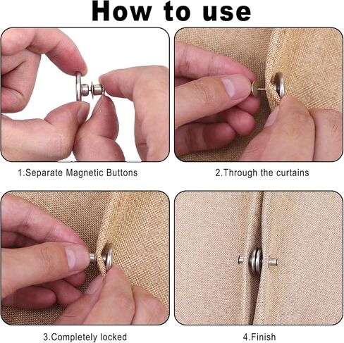Magnetic Curtain Clips, 0.78 Inches Super Strong Curtain Magnets with Velcro, Suitable for Indoor and Outdoor Curtains, Preventing Light Leakage, Convenient Storage (8 Pairs) in Saudi Arabia