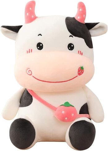 Kawaii Cute Fruit Cows Doll Strawberry Milk Vacas Doll Soft Cushion Pillow Plush Toys Animal Doll Creative Toy for Kids Plushies Home Decor Pillows Pink in Saudi Arabia
