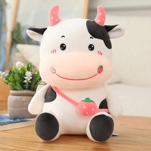 Kawaii Cute Fruit Cows Doll Strawberry Milk Vacas Doll Soft Cushion Pillow Plush Toys Animal Doll Creative Toy for Kids Plushies Home Decor Pillows Pink in Saudi Arabia