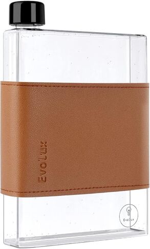 Flat Water Bottle - 17oz (500mL) Small Plastic Flask that Fits in your Bag Handbag or Purse | Perfect for Sports Camping Gym Office Gift and Travel | Reusable Clear a5 Slim Water Bottle | EVOLUX in Saudi Arabia