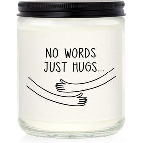 Sympathy Gifts for Loss of Loved One-No Words, Just Hugs Handmade 7oz Lavender Scented Hug Candle, Thinking of You, Bereavement Gifts, Get Well Soon, Comfort Condolences Candle
