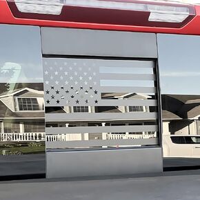 Fits Chevy Silverado and GMC Sierra 2004-2016 2017 2018 Rear Back Middle Window American USA Flag Vinyl Decal Matte Black 1PCS Solid