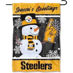 Pittsburgh Steelers Holiday Winter Snow Garden Flag Double Sided Banner