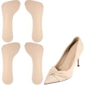 2 Pairs High Heel Inserts for Women, Invisible Adhesive Cushion Insoles Arch Support Non-Slip Slim Inserts Liners 3/4 Comfort Insoles Shoe Pads for Sandals Flats Pump Dress Shoes Boots (Beige)