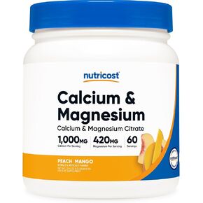 Nutricost Calcium Magnesium Powder (Fruit Punch, 30 Servings) - Bone Support, Non-GMO, Gluten Free (from Calcium Citrate and Magnesium Citrate)