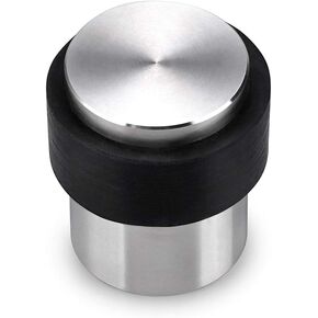 Sumnacon Cylindrical Floor Door Stopper - Solid Stainless Steel Door Stop with Rubber Bumper-Safety Floor Mount Doorstop with Screws, Heavy Duty Commercial Industrial Floor Door Stopper, Black