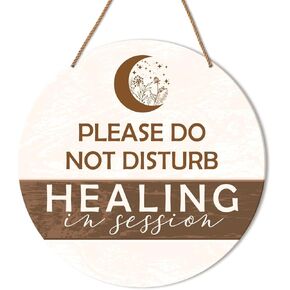Healing in Session Door Sign, in Session Door Hanging Sign for Therapists Counselor Therapy Office Spa Room Reiki Studio Decor Do Not Disturb Door Sign Wall Decorations Massage in Session