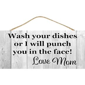 Rogue River Tactical Funny Sarcastic Joke Wash Dishes Love Mom Home Decor Kitchen Wood Hanging Wall Sign Decoration For Her