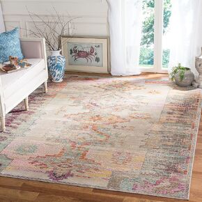 SAFAVIEH Crystal Collection Accent Rug - 2'2" x 5', Light Grey & Purple, Boho Tribal Distressed Design, Non-Shedding & Easy Care, Ideal for High Traffic Areas in Foyer, Living Room, Bedroom (CRS517P)
