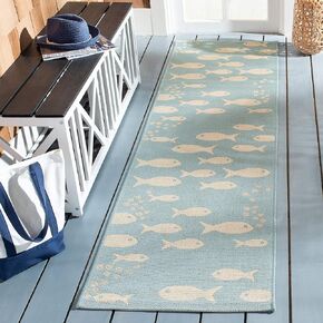 SAFAVIEH Courtyard Collection Runner Rug - 2'3" x 6'7", Black & Beige, Non-Shedding & Easy Care, Indoor/Outdoor & Washable-Ideal for Patio, Backyard, Mudroom (CY6012-256)