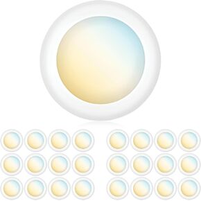 PARMIDA (24 Pack) 5/6 Inch Dimmable 3CCT LED Disk Lights, 15W Surface Mount Recessed Ceiling Lighting, 3 Color Selectable 3000K/4000K/5000K, 1050lm, J-Box Or Recessed Can Installation, UL-Listed