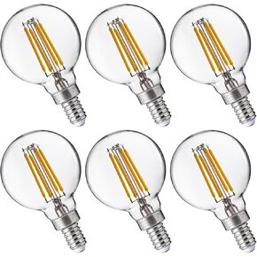 FLSNT G16.5 Dimmable LED Candelabra Bulbs 60W Equivalent, LED E12 Chandelier Light Bulbs, 550LM, CRI90, 5.5W, AC 120V, 6 Pack, 2700K Soft White
