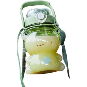 Cute Frog Water Bottle Portable Large Clear Sports Water Bottles with Straw and Strap 29oz for Girls,Women