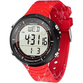 10 ATM Waterproof Sports Watch for Swimming and Diving, with Functions of Chronograph, Timer, Dual Time, Alarm Clock, 12 and 24 Hour Format Switchable