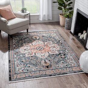 Well Woven Lycie Multi Black & Pink Vintage Oriental Distressed Medallion Pattern Boho (2'7" x 9'10") Runner Rug