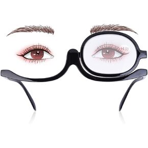 Eyeglasses for Makeup Application, Makeup Glasses with Magnify Eye Rotating Makeup Glasses for Women Makeup Essential Tool (Black + 4.0)