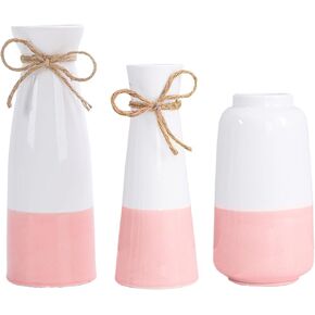 Flower vase for Home Decor ,White vase Ceramic vase, Set of 3 vases for Flowers,Farmhouse Decor for The Home Bud vases,Decorations for Living Room (Grey)