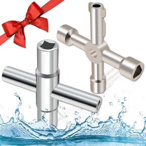 2PCS Water Key 4 Way Wrench Set, Sillcock Key Faucet Key Silcock Key for Spigots, Faucet, Valve and Cabinet Cupboard