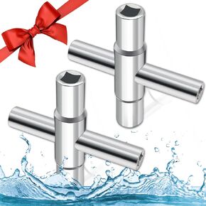 2PCS Water Key 4 Way Wrench Set, Sillcock Key Faucet Key Silcock Key for Spigots, Faucet, Valve and Cabinet Cupboard